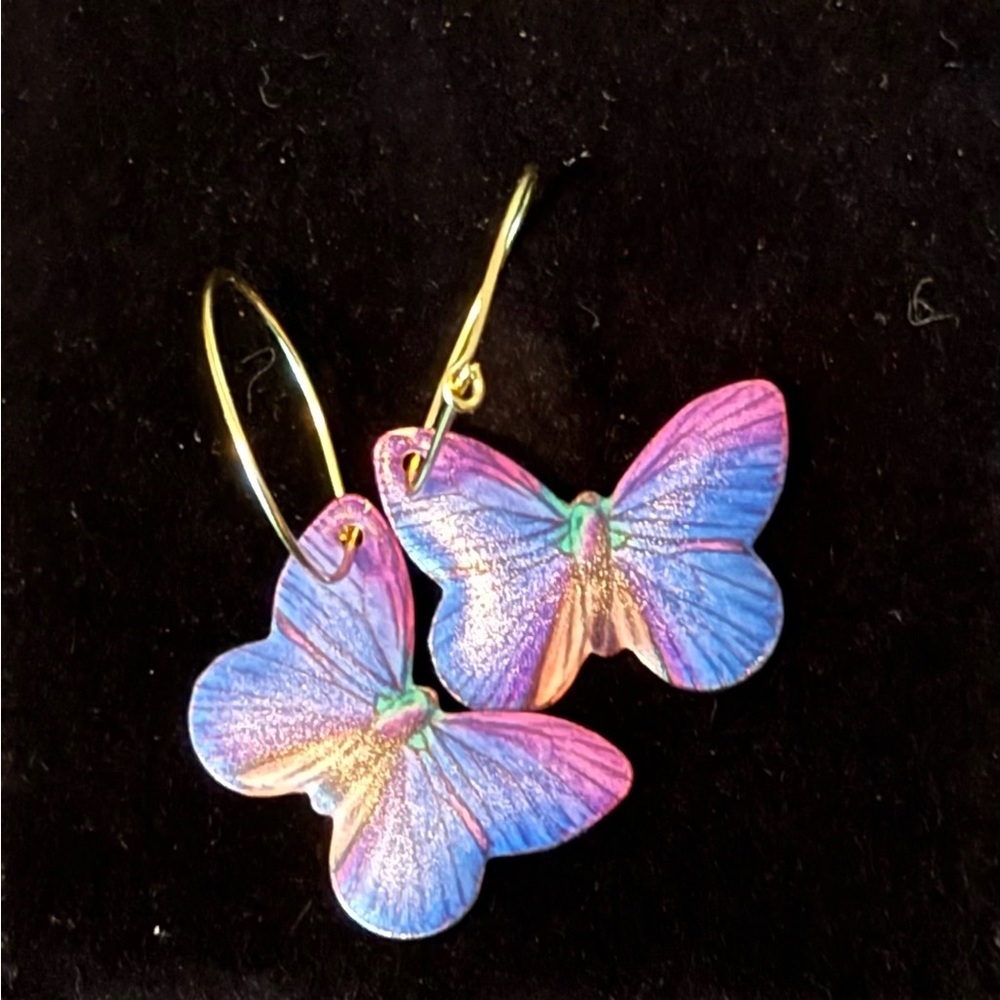 Butterfly Earrings in Blue and Pink